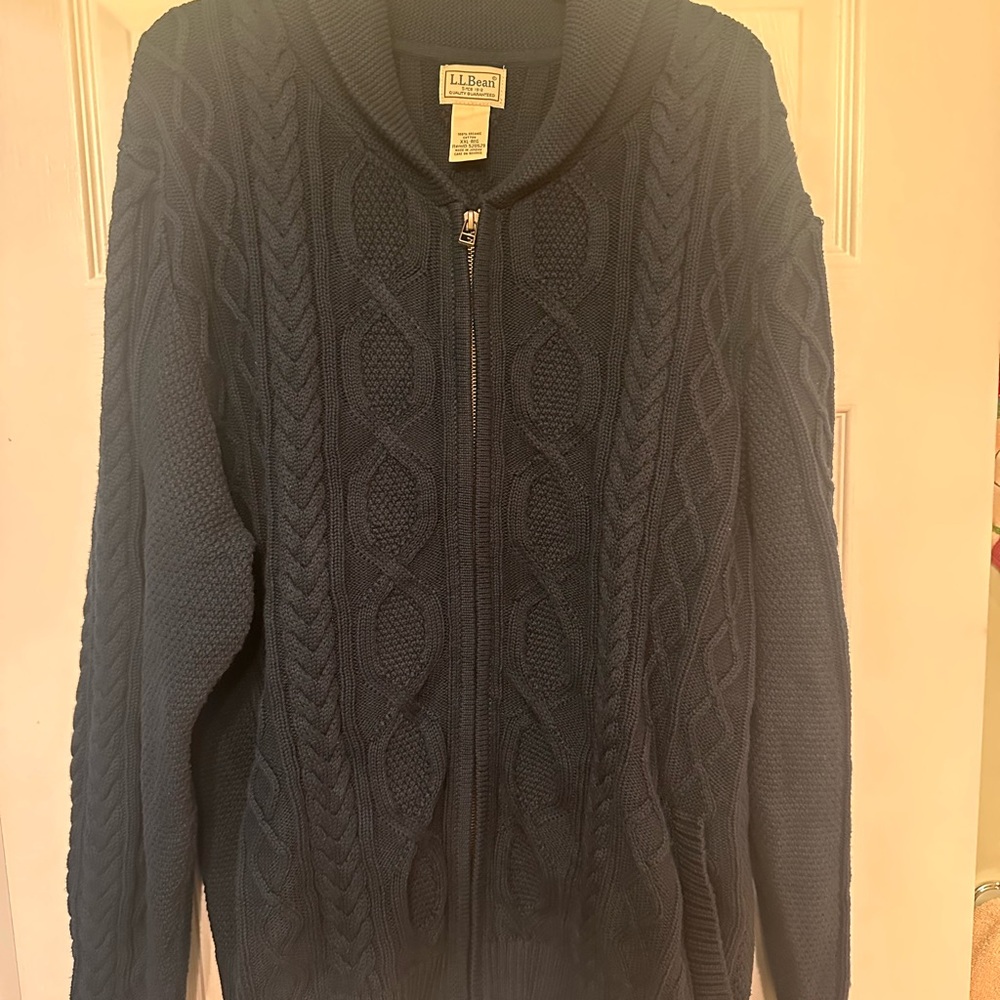 L.L. Bean Men's Navy Zip-Up Sweater